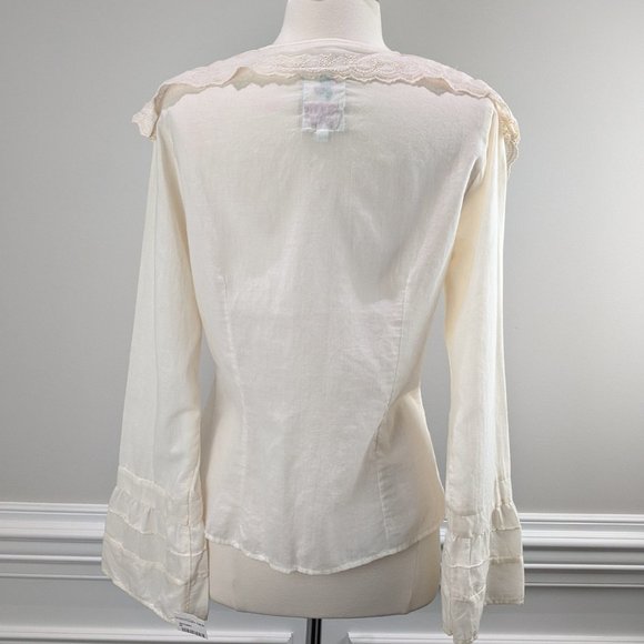 JOHNNY WAS Tie Front Overlay Collar Ruffle Top S - Picture 5 of 10